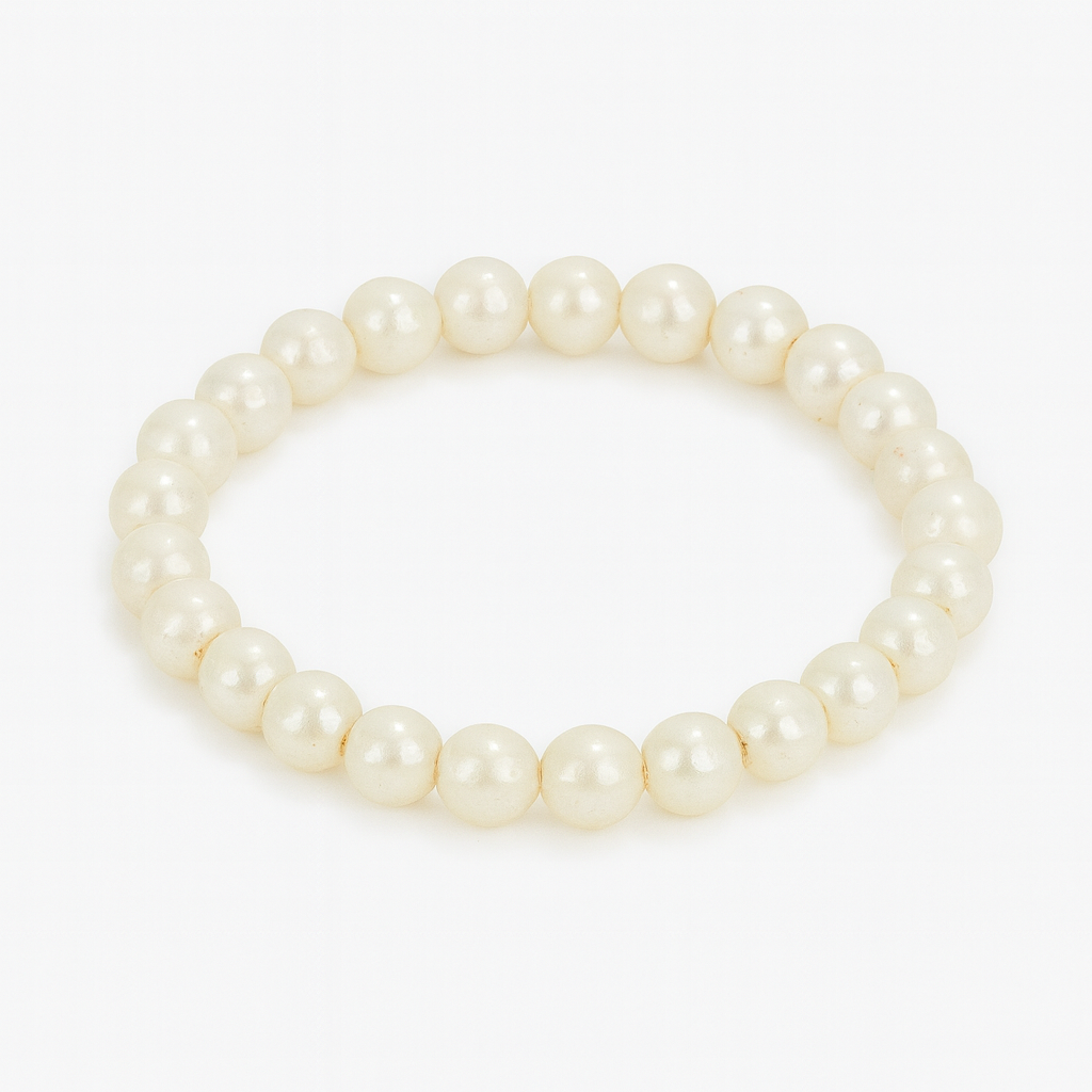 Classic White Pearl Bracelet - Timeless Elastic Wristband