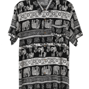 Elephant Pattern Beach Shirt (Black & White)