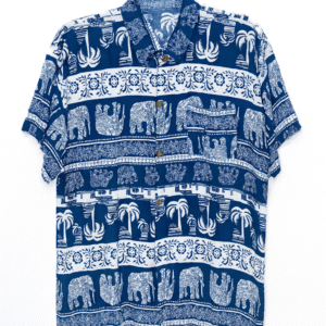 Blue Elephant Pattern Beach Shirt