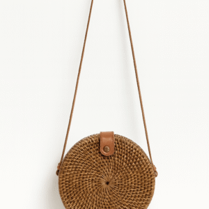 Authentic Bali Round Rattan Bag – Brown
