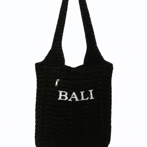 Bali Woven Boho Tote Bag – Black