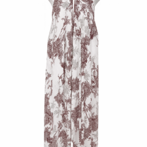 Bali Vintage Tropical Halter Dress – White & Maroon